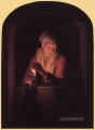 Alte Frau mit einer Kerze Goldenes Zeitalter Gerrit Dou